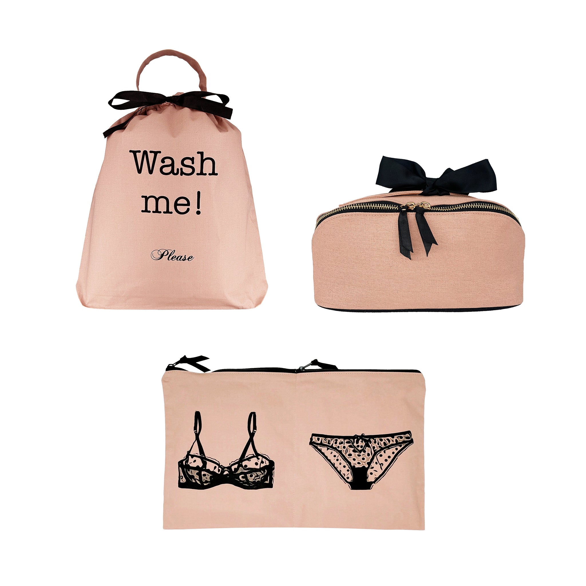 Bag-all pink blush 3-pack gift set with underwear and laundry organizers including wash bag and zip pouch