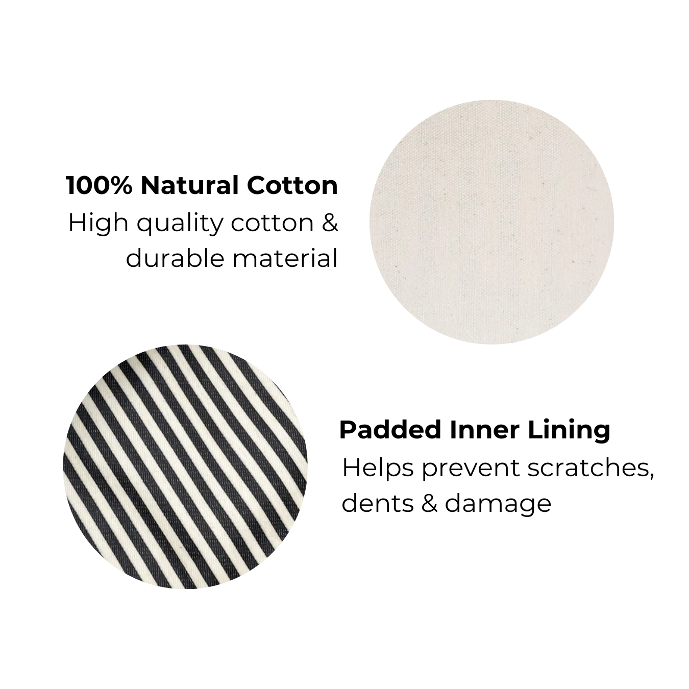 Bag-all Glasses Case with Outside Pocket in Cream featuring natural cotton construction and protective striped padded lining, with convenient exterior storage compartment