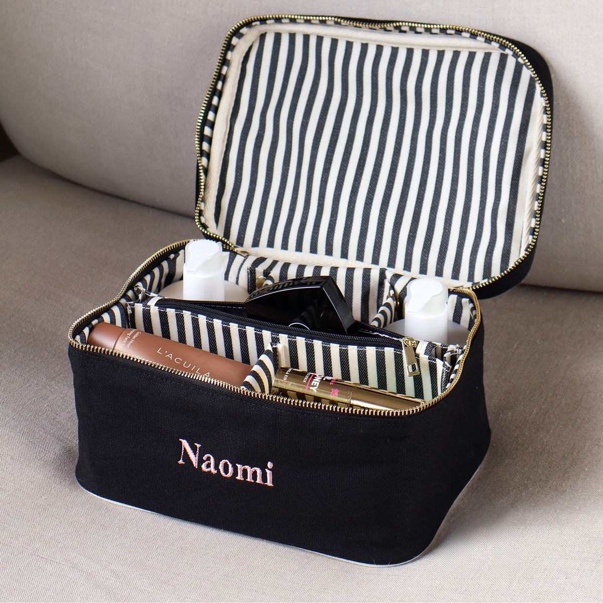 Medium Box Makeup & Toiletry with Insert Organizer – Black