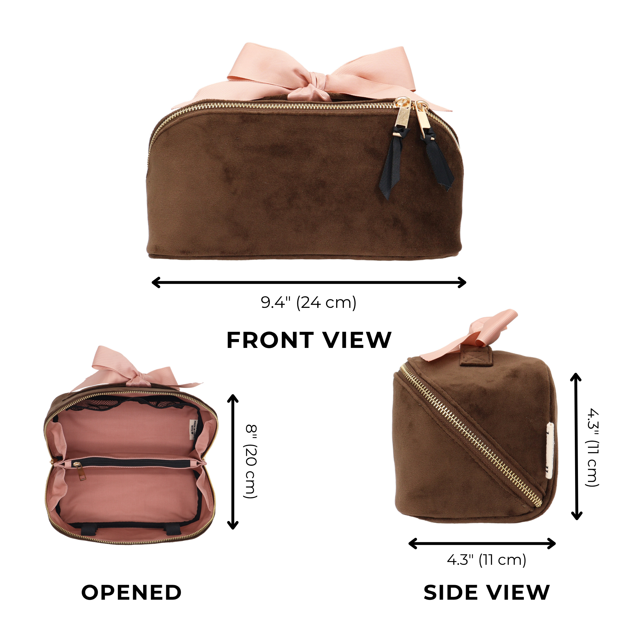 Accordion Box Makeup & Toiletry – Eco Velvet – Espresso Brown by Bag-all, a compact travel organizer with plush velvet and personalized design for frequent travelers.