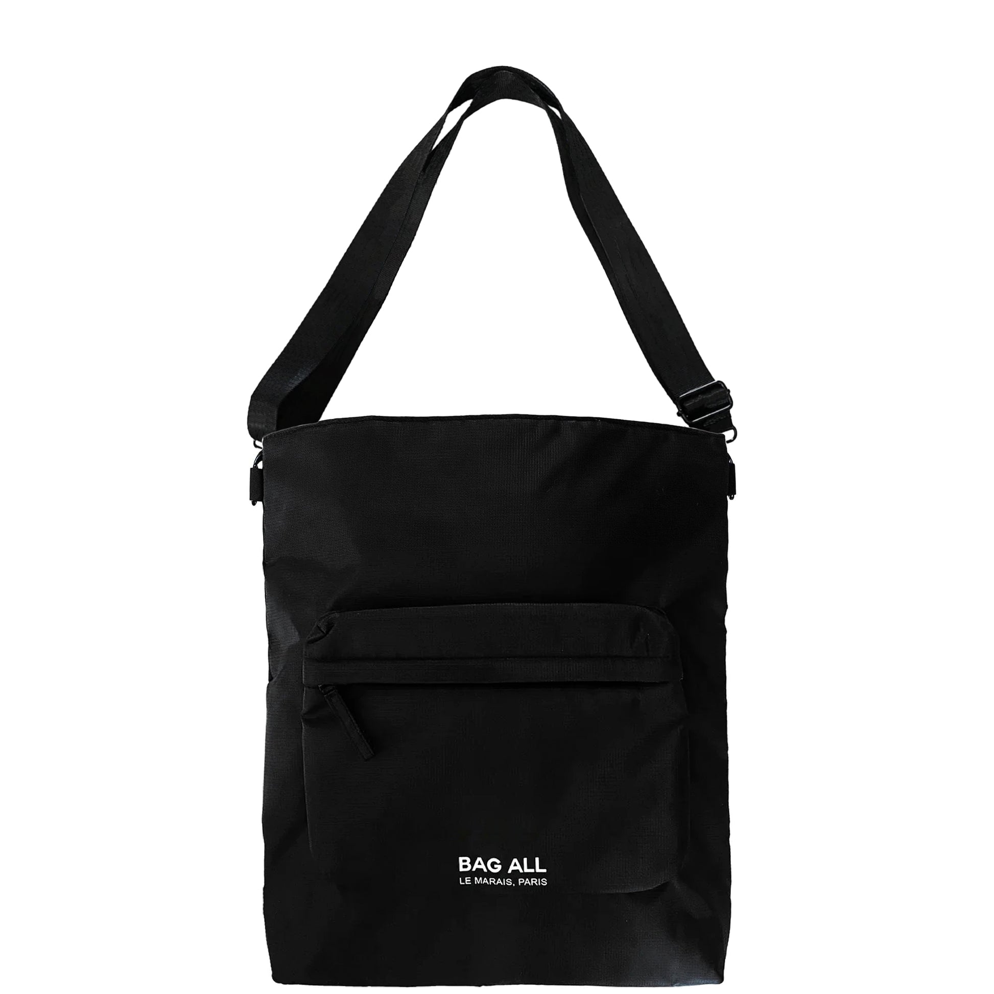 Bag-all black laptop tote bag with front pocket and adjustable shoulder strap modern versatile design