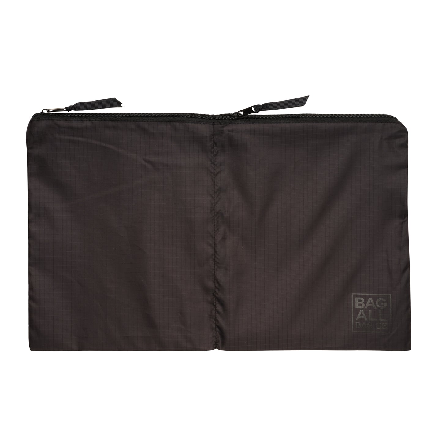 Bag-all Compression Cubes & Packing Bags Set in black recycled nylon featuring durable zipper closure and signature logo, perfect for organized travel