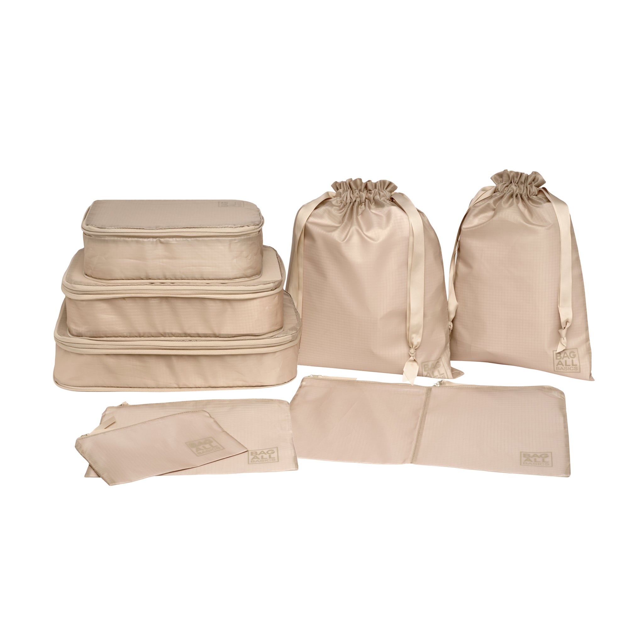 Bag-all Basic Sacs d’organisation, Taupe, Pack de 8 | Bag-all