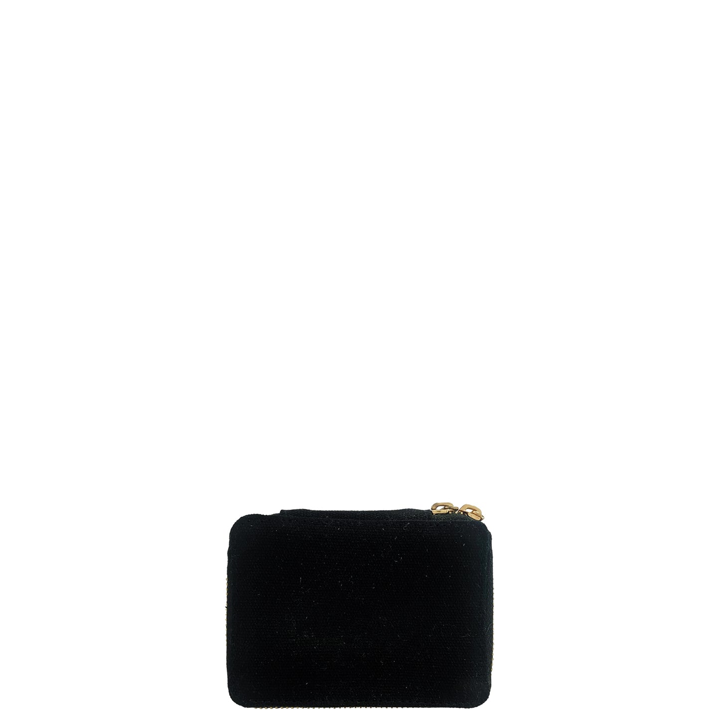 Bag-all Black Jewelry/Trinket Box with gold zipper - compact velvet storage case for organizing small accessories and valuables, perfect for travel