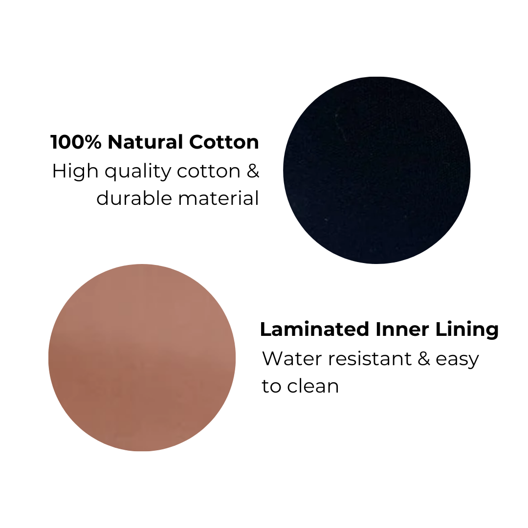 Bag-all premium natural cotton organizer with water-resistant laminated inner lining, durable and easy-clean construction combining quality materials for practical storage solutions