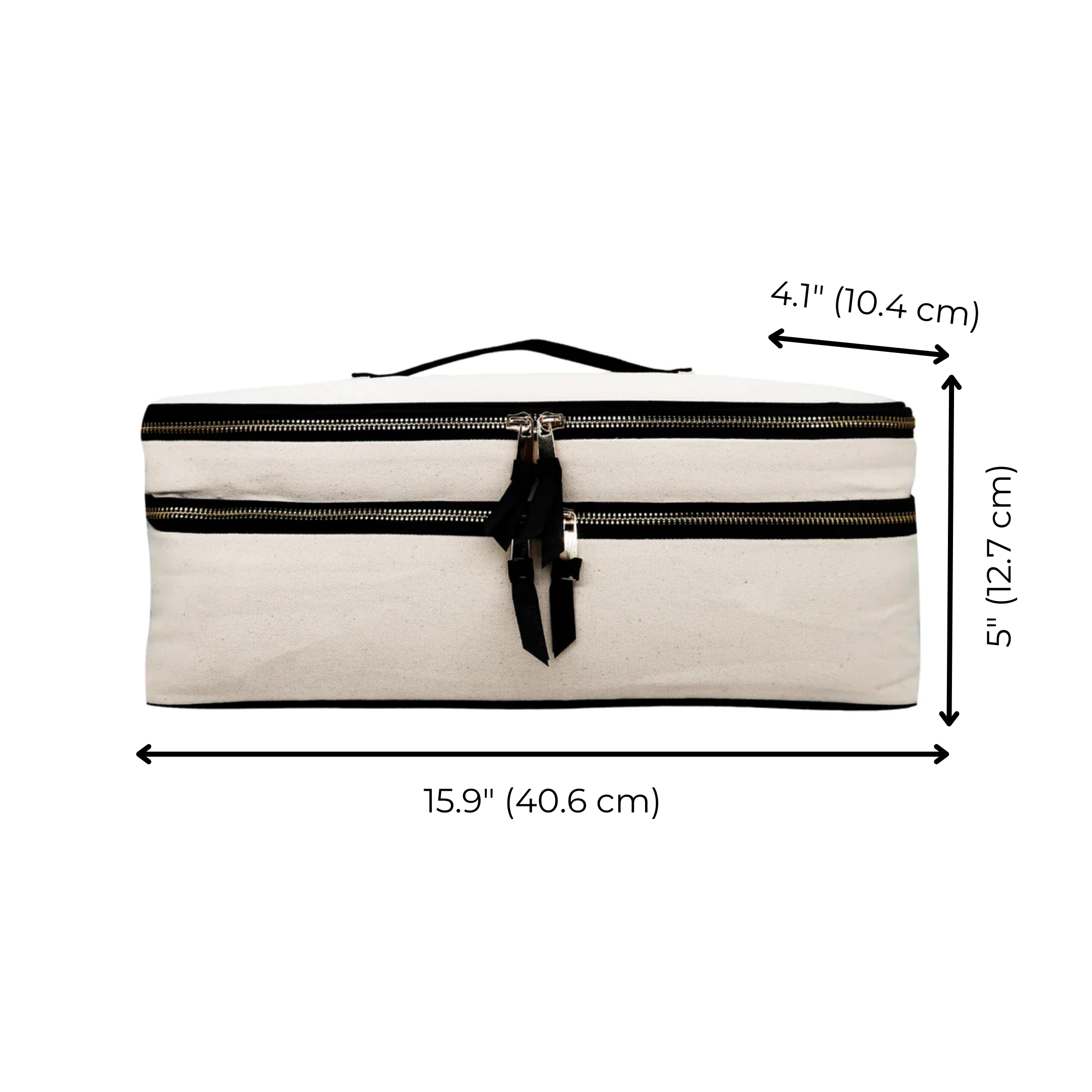 Bag-all Double Hair Tools Travel Case in cream with dual compartments, heat-protective lining, and secure bands. 15.9 x 5 inches canvas organizer for Airwrap styling tools