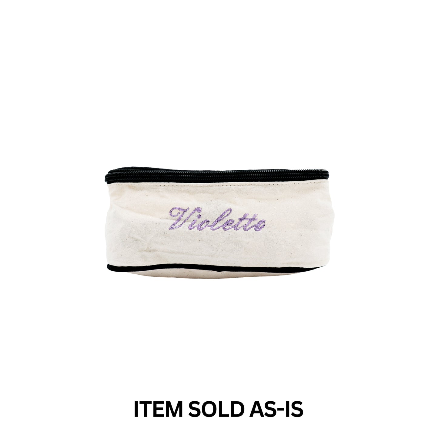 Bag-all small cream cotton packing cube with faulty purple Violette monogram final sale item sold as is