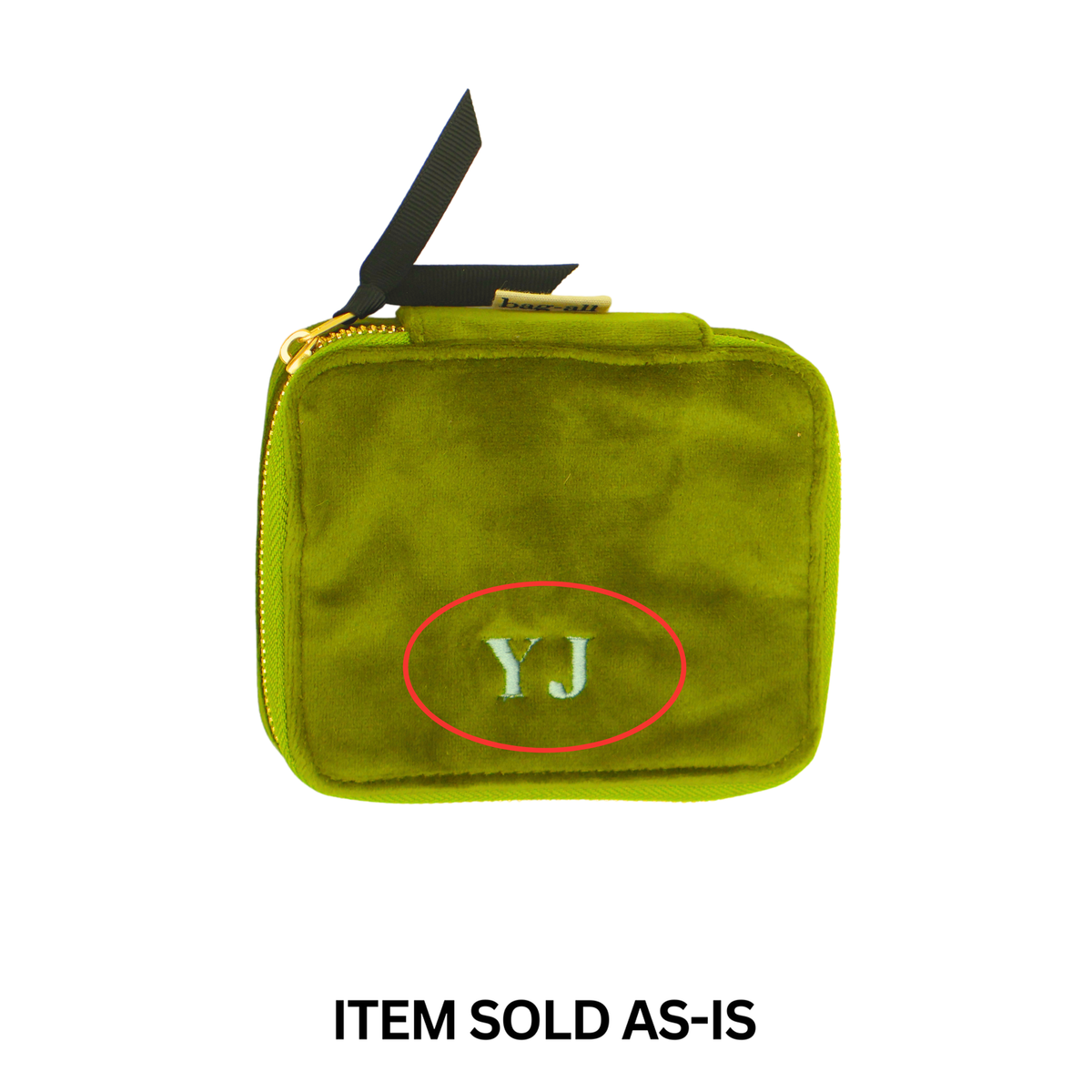 SALES BIN – Cute Jewellery Box, Monogrammable – Velvet – Matcha Green