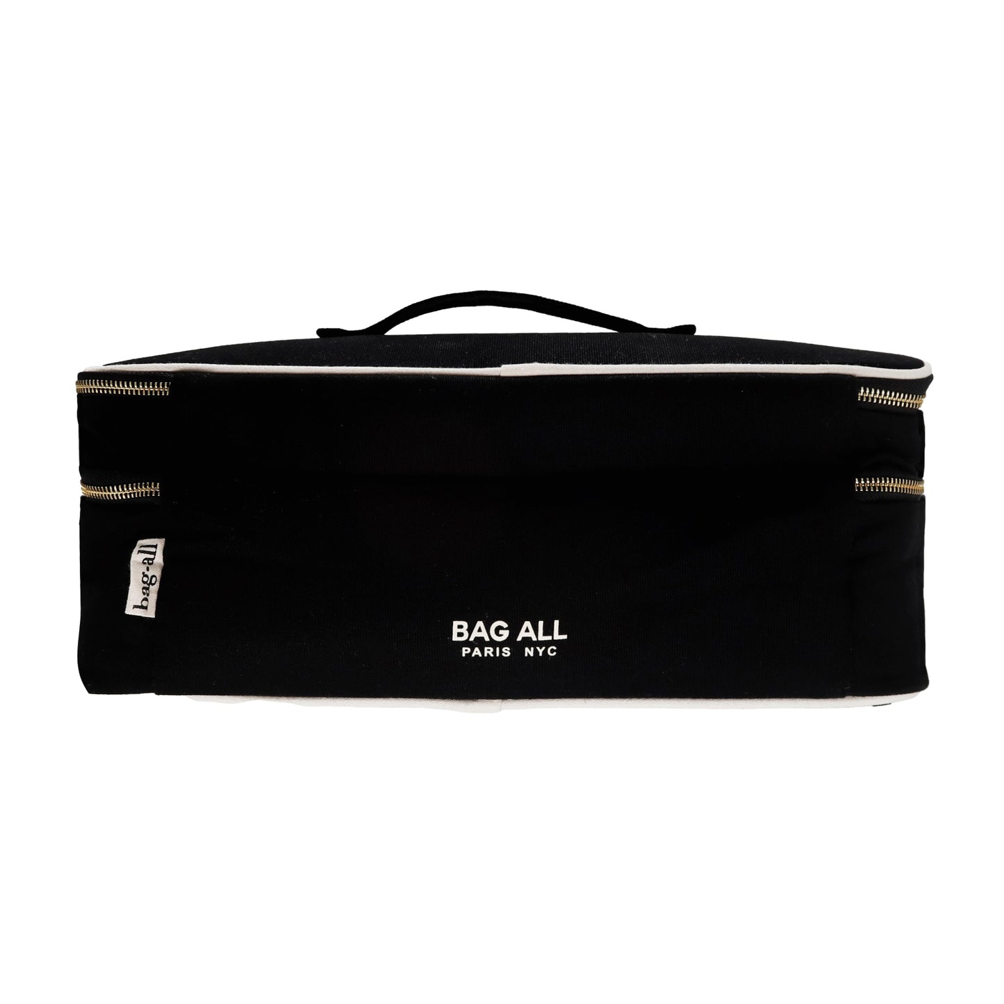 Bag-all Double Hair Tools Travel Case in black with dual compartments, heat-protective lining and secure bands for Airwrap accessories, featuring top handle and zipper closure