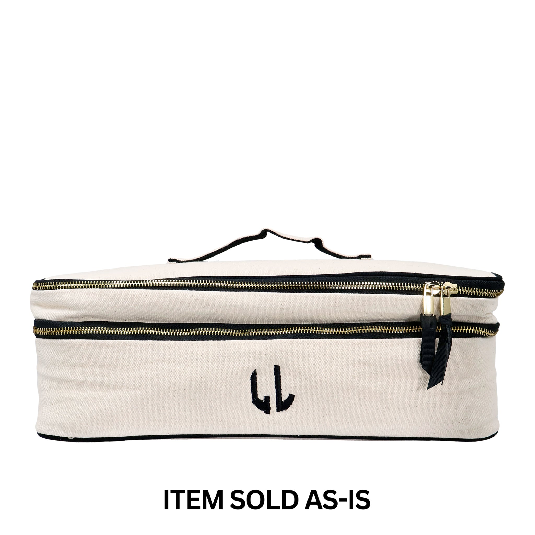 SALES BIN - Double Hair Styling Tools Travel Case – Cream with zipper pockets, cotton travel organizer designed by Bag-all for stylish packing and personalization.