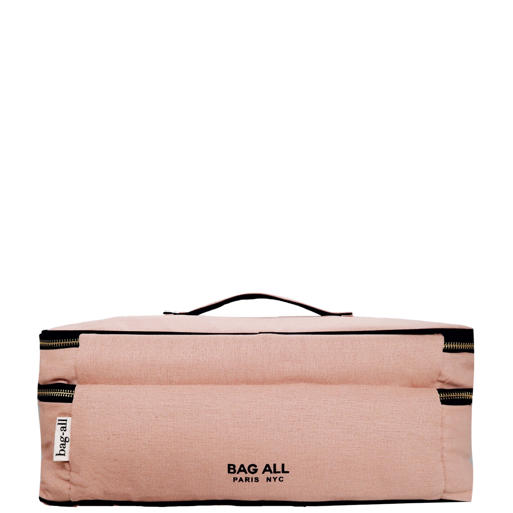 Pink blush Bag-all double hair styling tools travel case with handle and zipper for organized storage