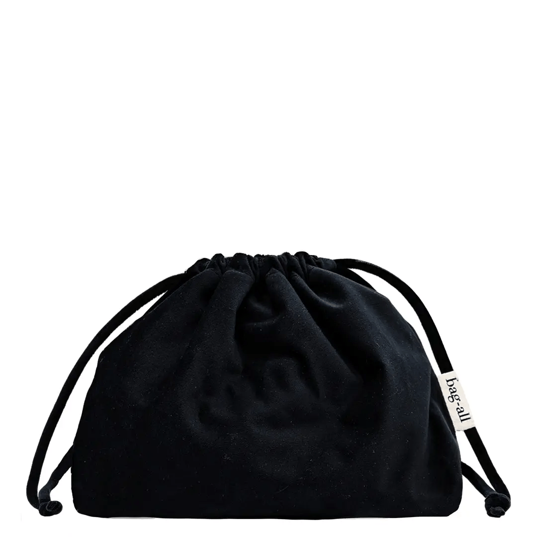 Drawstring Cute Headphone/Tech Pouch – Eco Velvet – Jetset Black