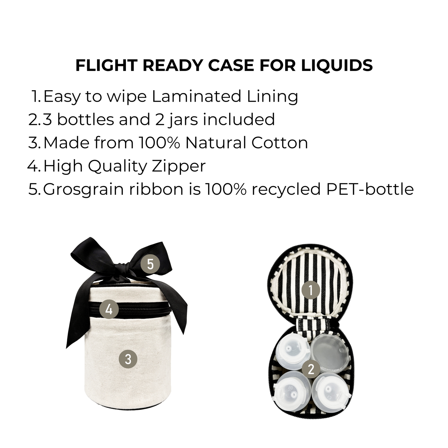 Valise prête pour le vol pour liquides, ronde – crème
