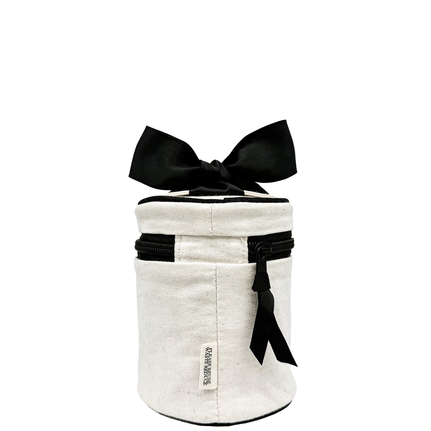 Cream Carry On Liquids Case with black bow and zipper detail by Bag-all for stylish travel organization