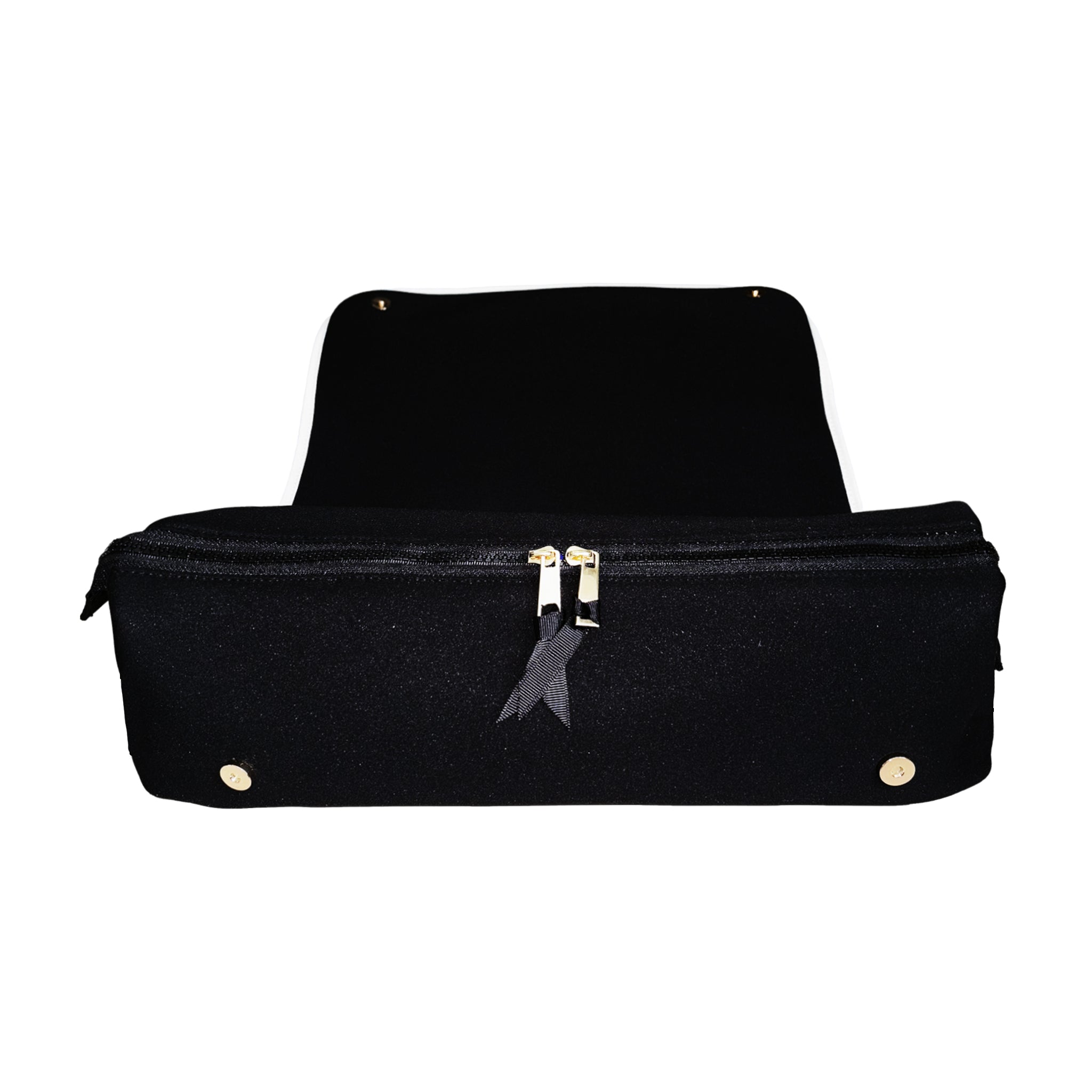 Bag-all black hair tools travel case with heat-resistant mat and secure zipper for organized styling on the go