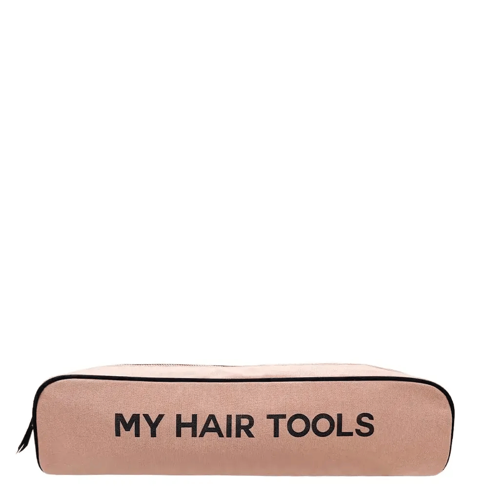 Pink Bag-all travel case with MY HAIR TOOLS text designed for storing hair styling tools compactly