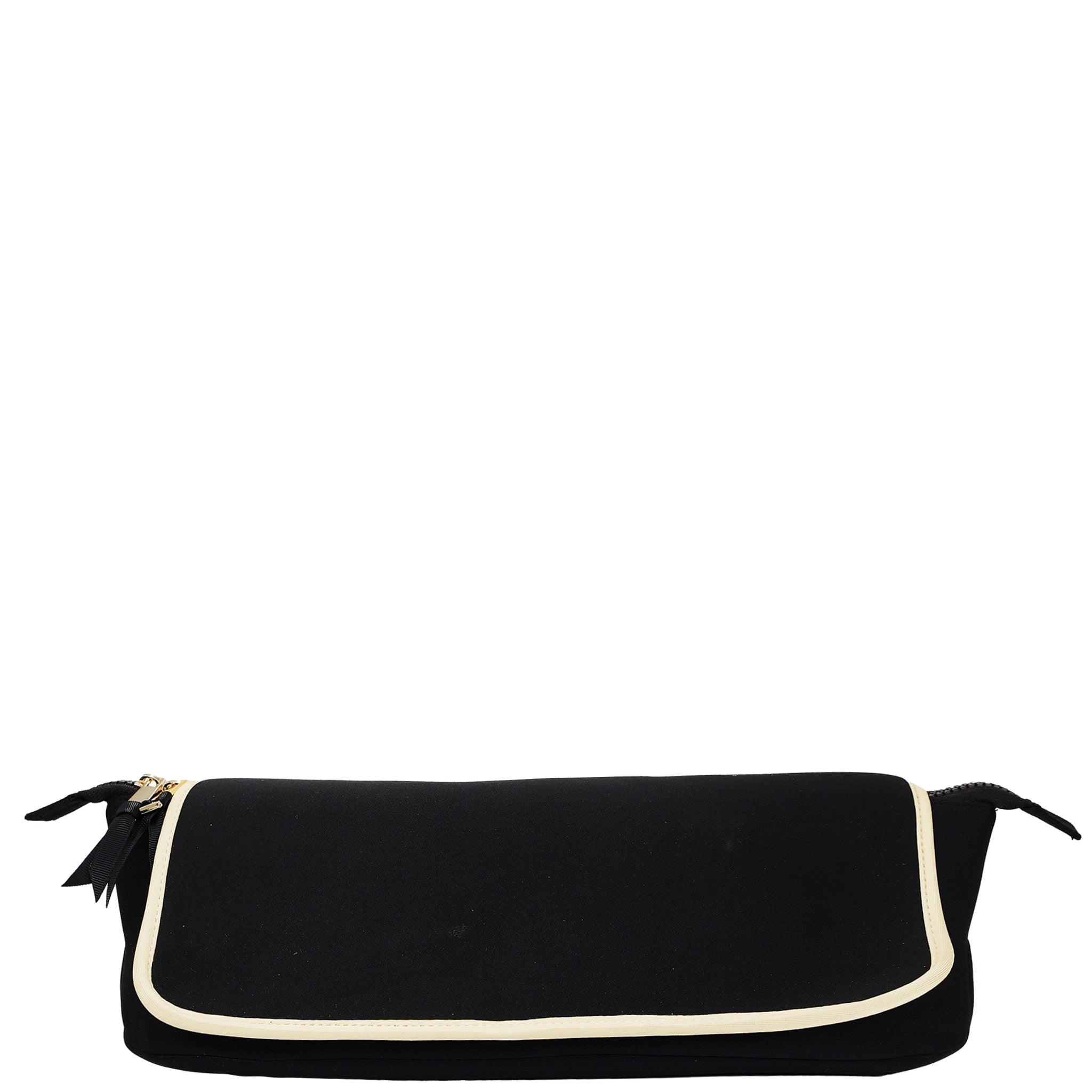 Black Bag-all hair tools travel case with heat-resistant mat and cream trim zipper pouch for styling tools storage