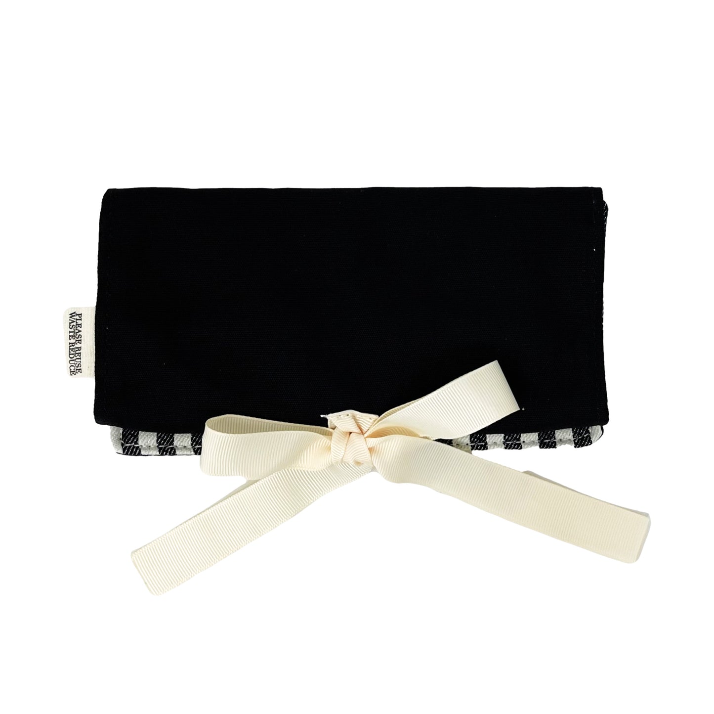 Bag-all Black Jewelry Organizer Travel Pouch with elegant cream bow, featuring three compartments, leather earring holder and ring storage for stylish jewelry organization on-the-go