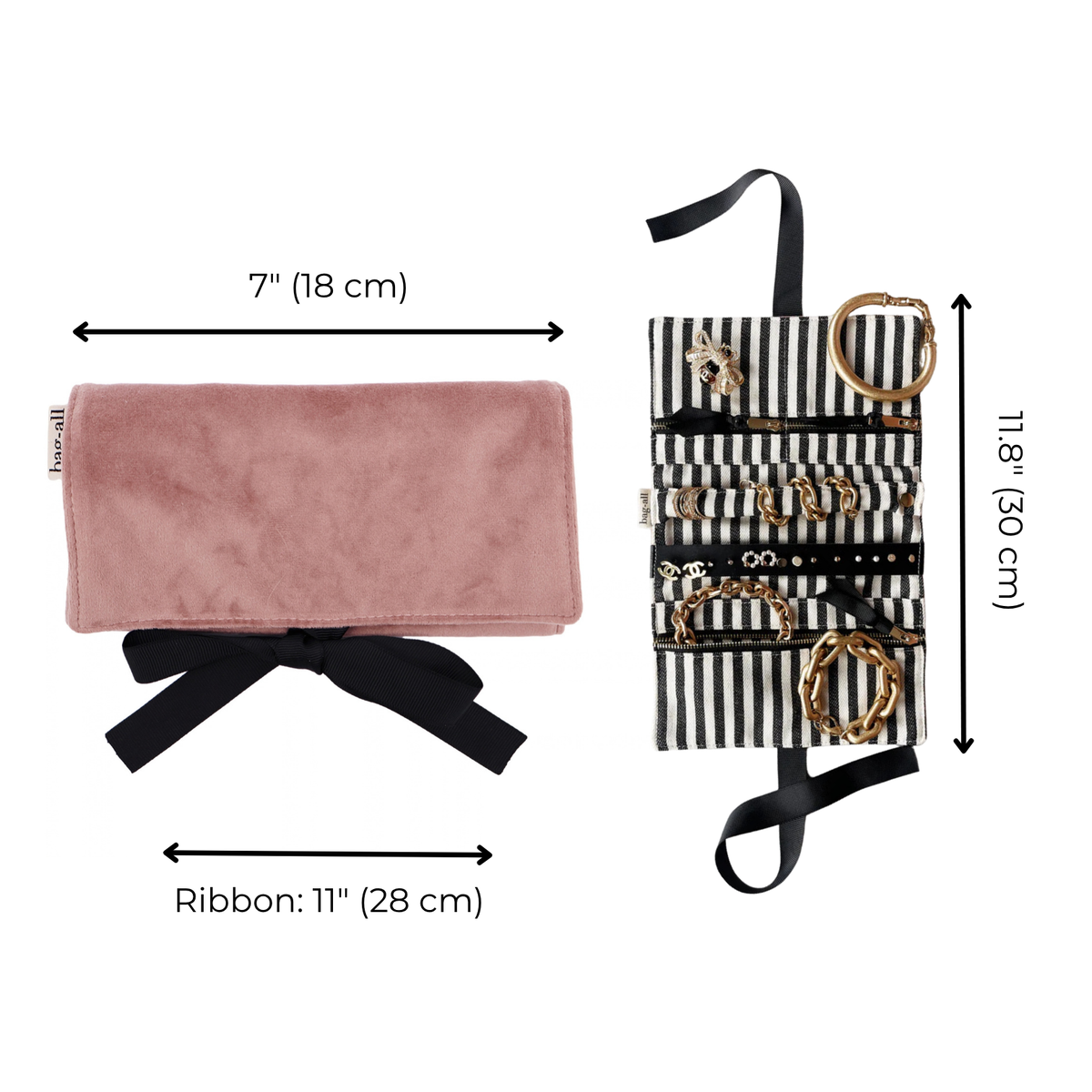 Couture Jewellery Roll, Medium – Eco Velvet – Blush Pink