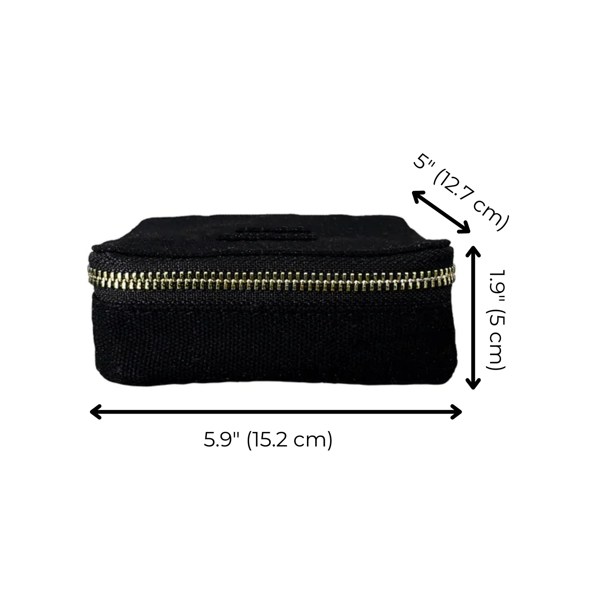 Bag-all Large Pill Travel Case - Black cotton organizer with gold zipper, daily compartments, 5.9x1.9x5 inches, perfect for medication storage and travel