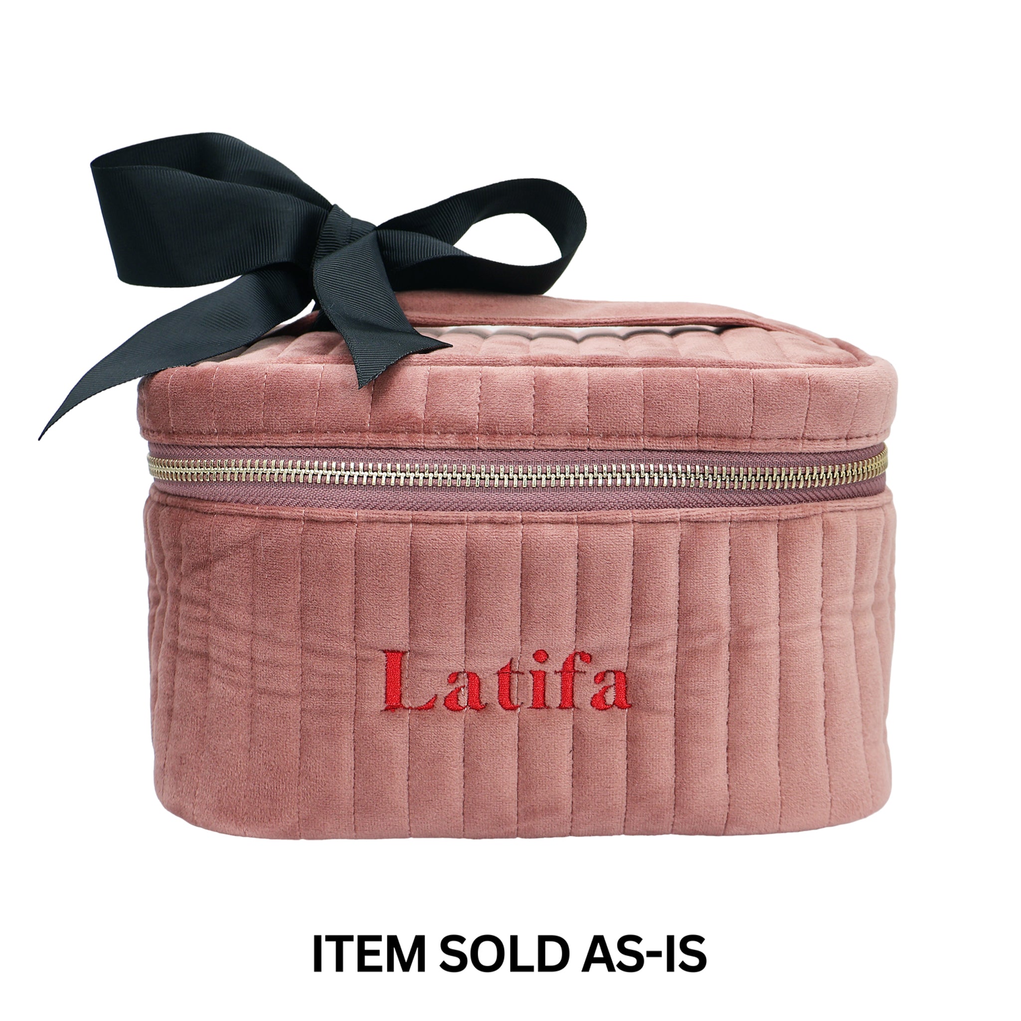 SALES BIN - My Makeup Cosmetic Box – Quilted Eco Velvet – Blush Pink