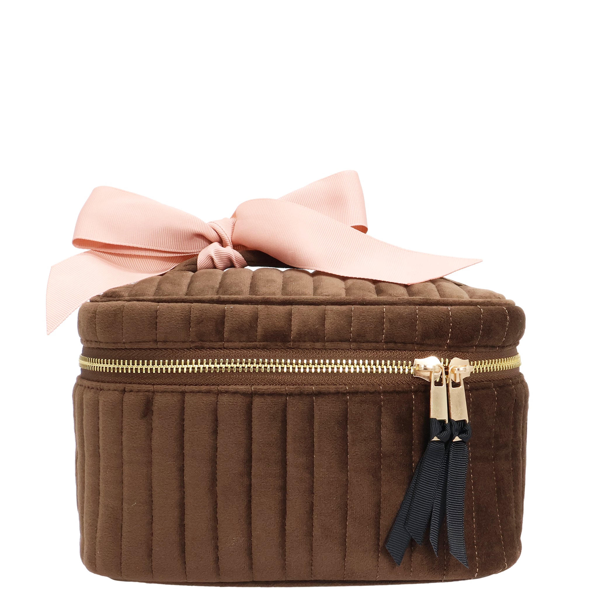 My Makeup Cosmetic Box – Quilted Eco Velvet – Espresso Brown