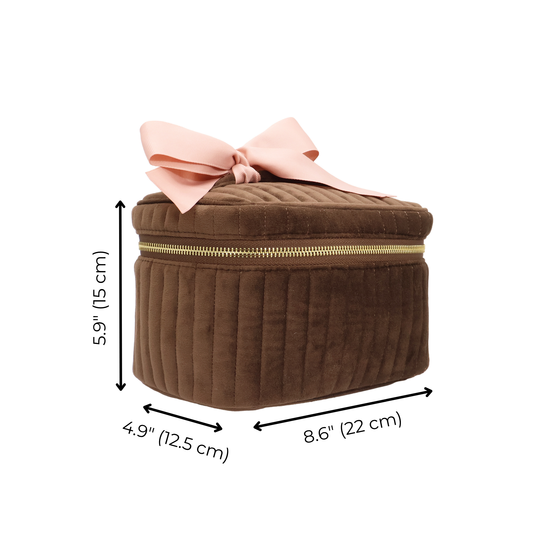 My Makeup Cosmetic Box – Quilted Eco Velvet – Espresso Brown