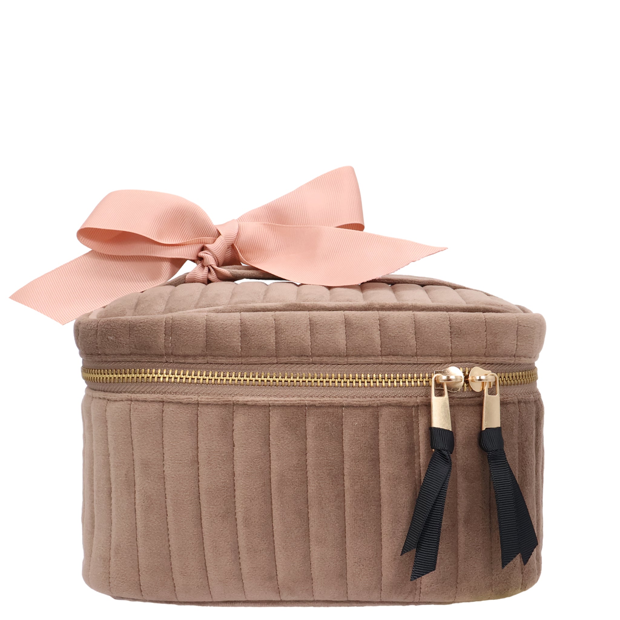 My Makeup Cosmetic Box – Quilted Eco Velvet – Latte Taupe