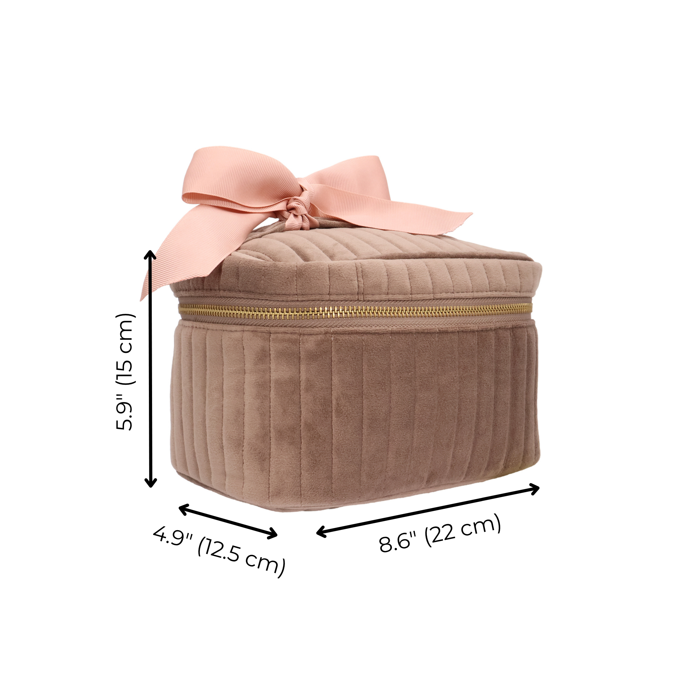 My Makeup Cosmetic Box – Quilted Eco Velvet – Latte Taupe