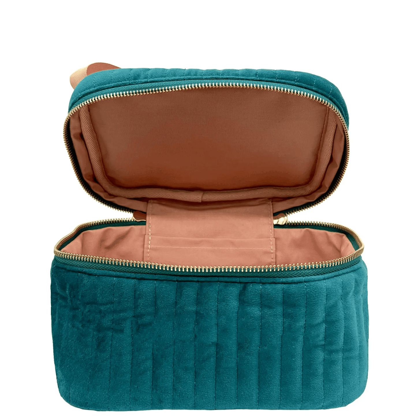 Trousse de maquillage, S – Velours écologique matelassé – Sarcelle