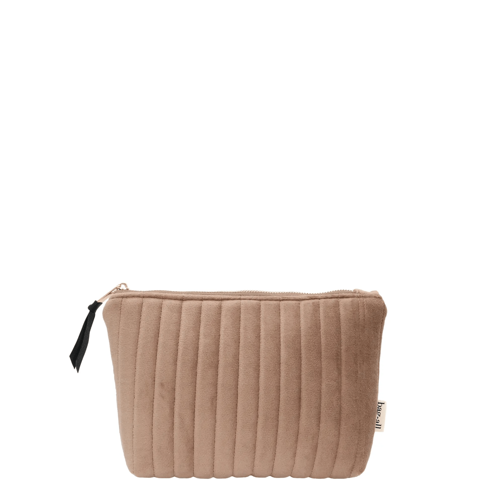 My Makeup Pouch, Coated Lining – Quilted Eco Velvet – Latte Taupe