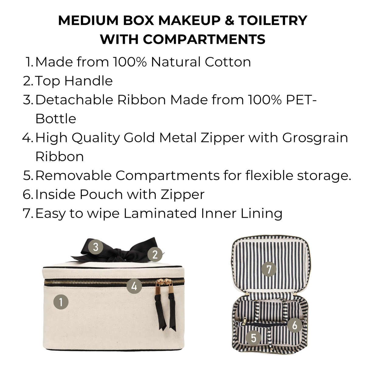 Medium Box Makeup & Toiletry with Insert Organizer – Cream