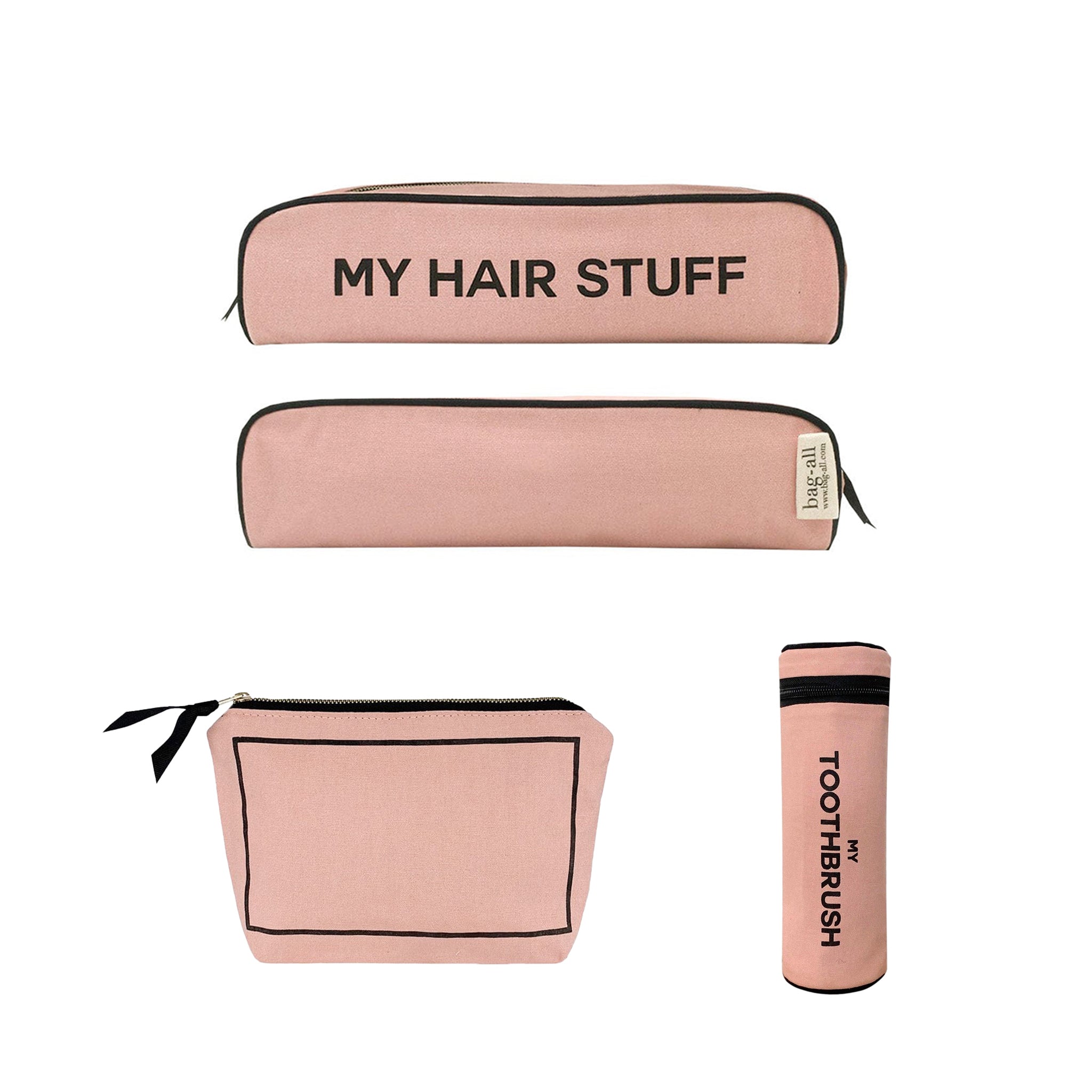 Morgenritual Geschenkset, 3er-Pack Make-up, Zahnbürsten- & Haarorganizer, Rosa/Blush