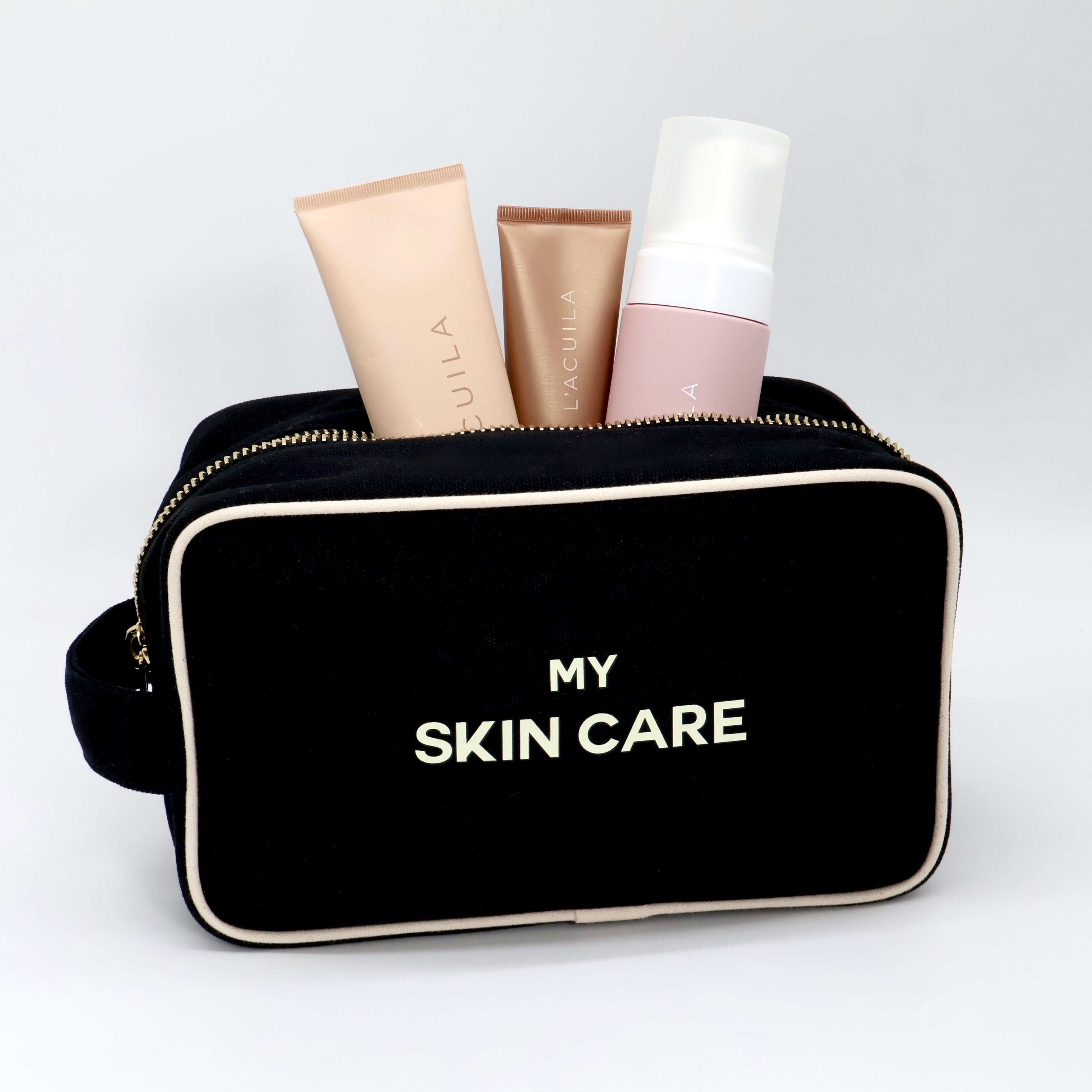 My Skin Care - Organizing Pouch w White Piping – Black