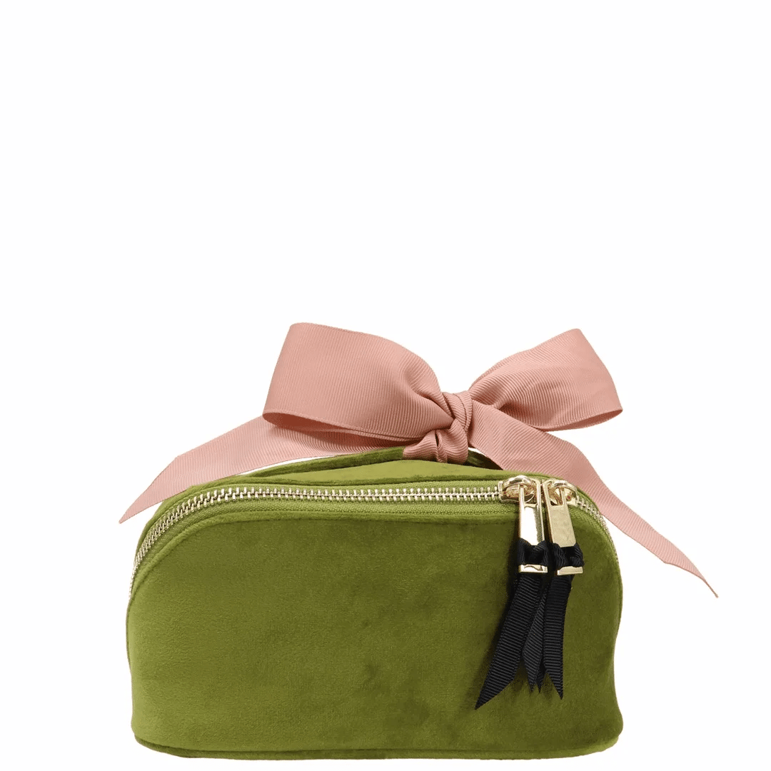 Kompaktes Akkordeon-Make-up-Etui – Samt – Matcha Green