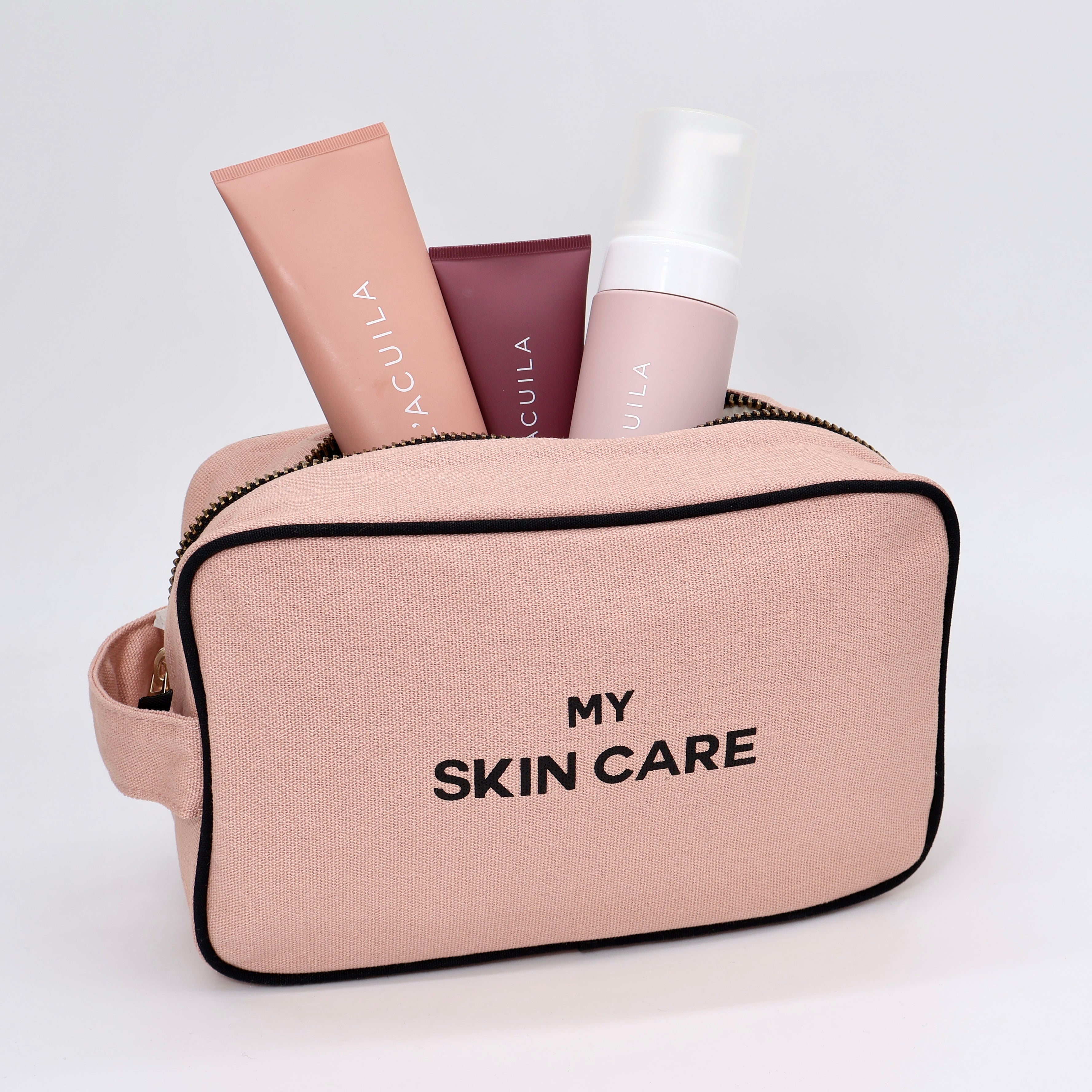 My Skin Care - Organizing Pouch w Black Piping – Pink/Blush by Bag-all for personalized travel organization