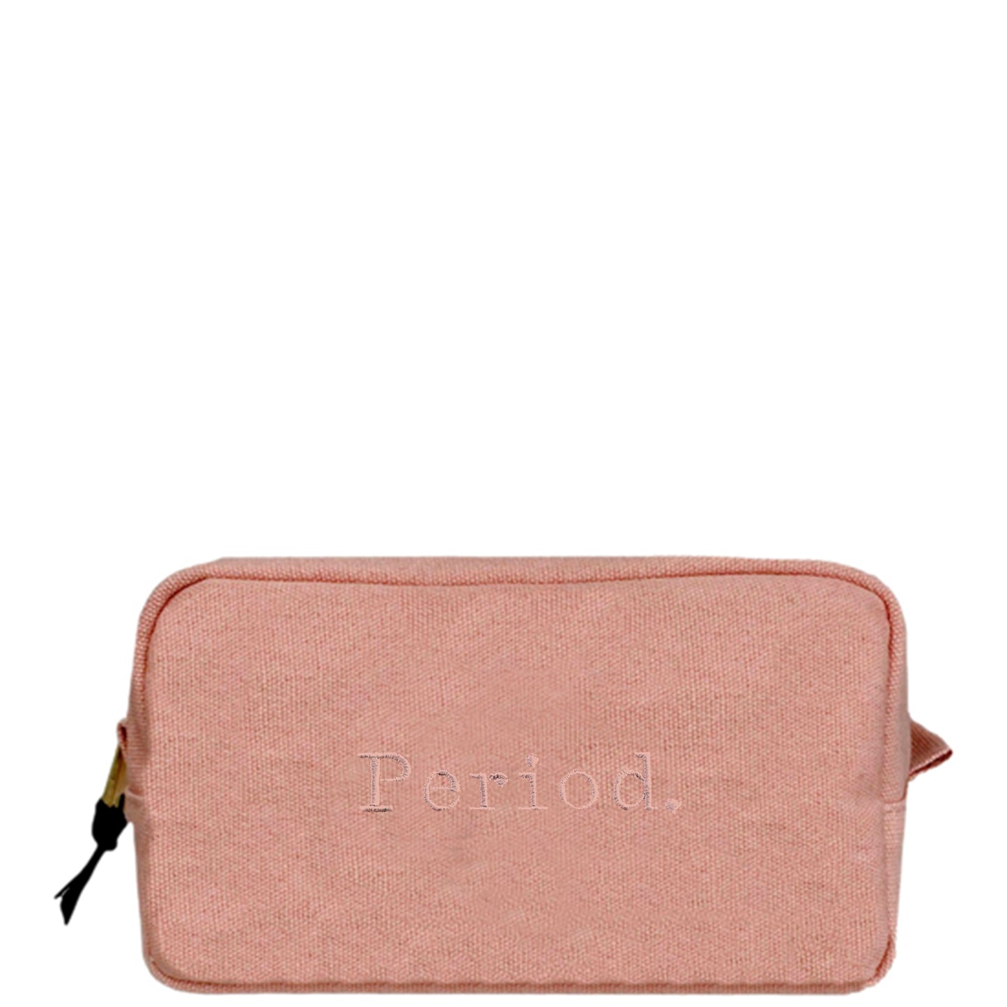 Bag-all Pink Blush Period Sanitary Organization Pouch with white embroidery, compact feminine essentials storage organizer