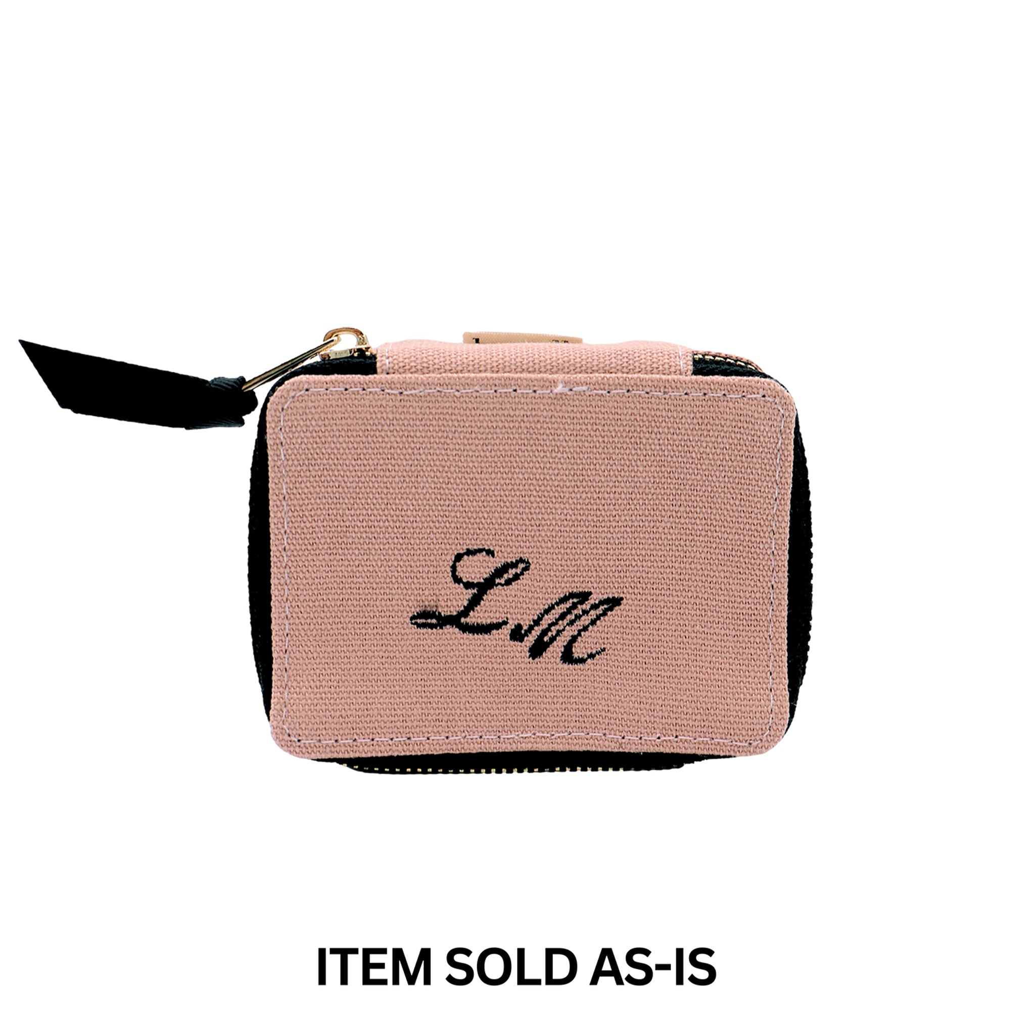 Pink blush small pill box with faulty black LM monogram zipper pouch by Bag-all for daily inserts final sale item