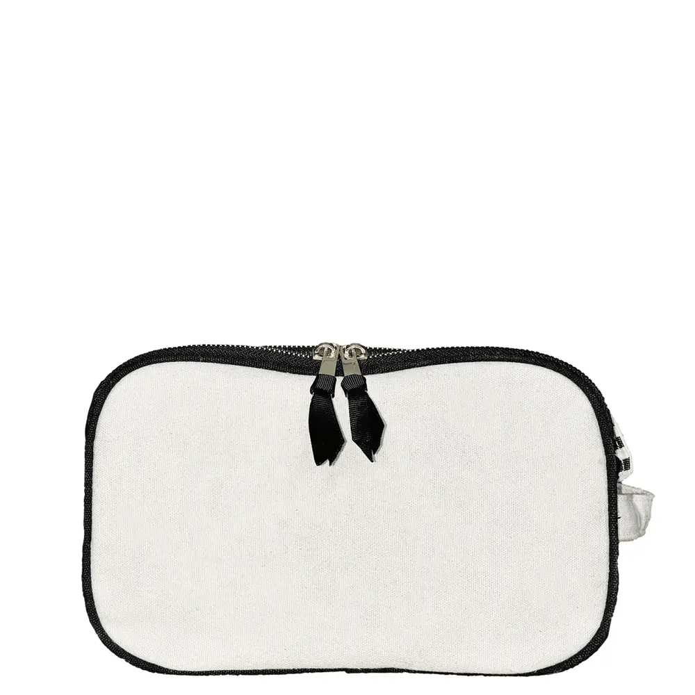 Bag-all cream triple travel and hobby organizer pouch with black trim and dual zipper for easy access