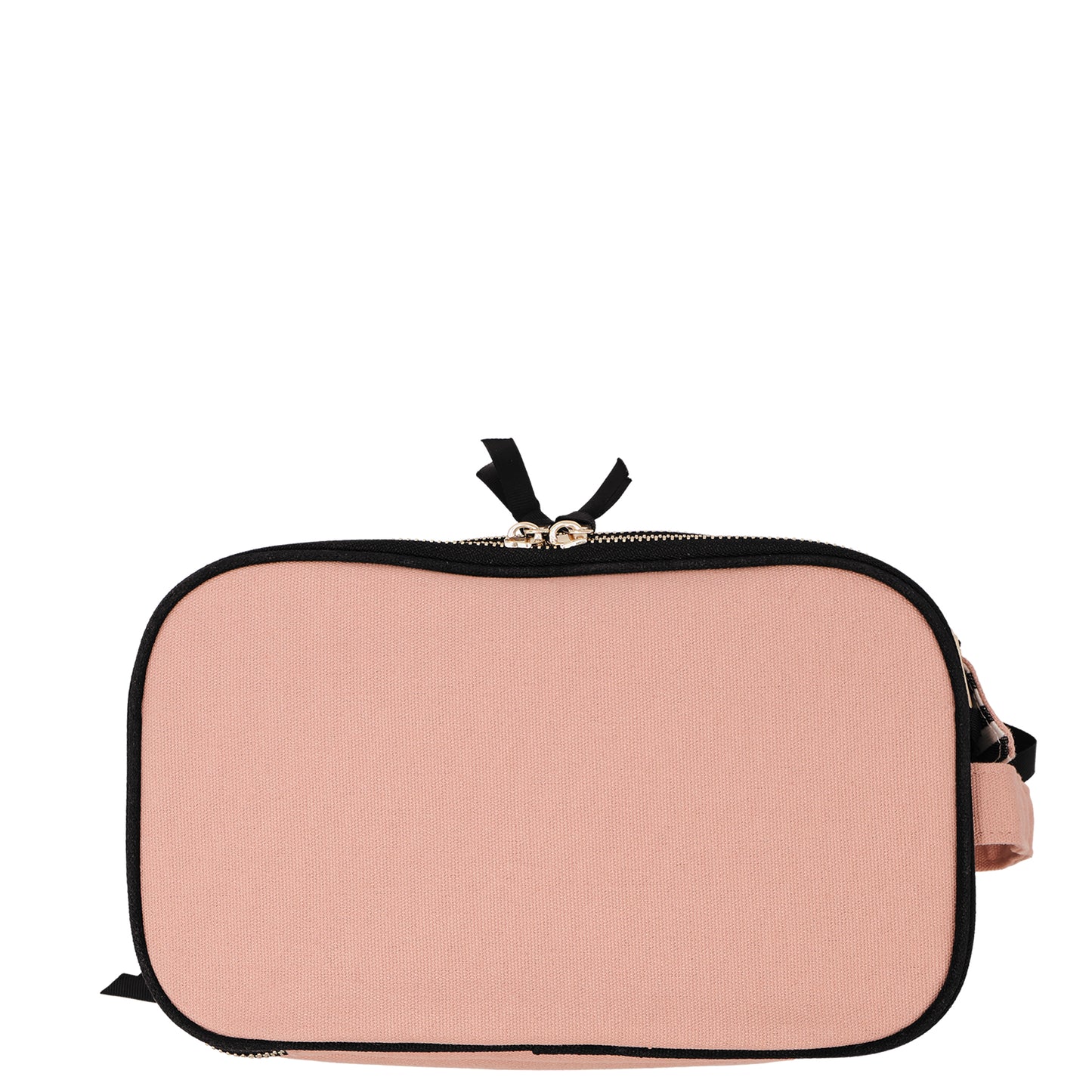 Bag-all pink blush triple beauty and toiletry organizer with black trim and zipper for stylish storage