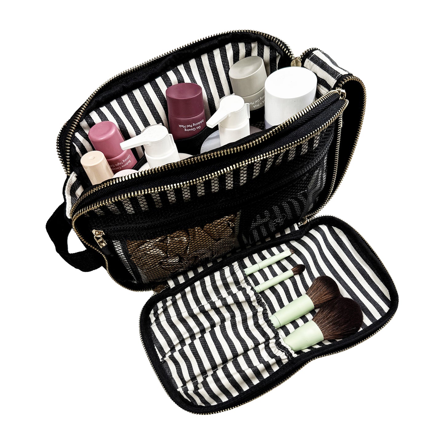 Organisateur triple pour produits de beauté et articles de toilette – Noir