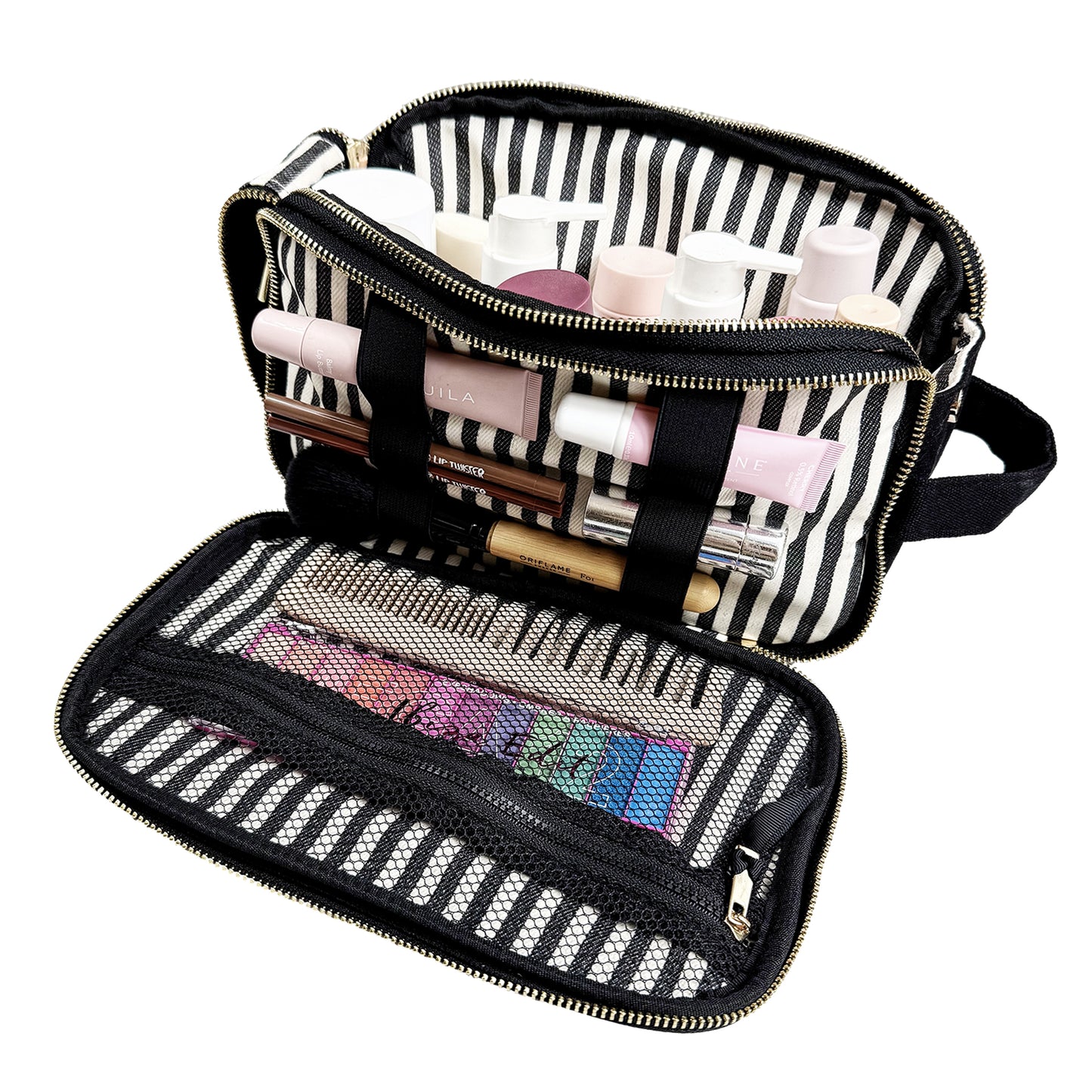 Organisateur triple pour produits de beauté et articles de toilette – Noir