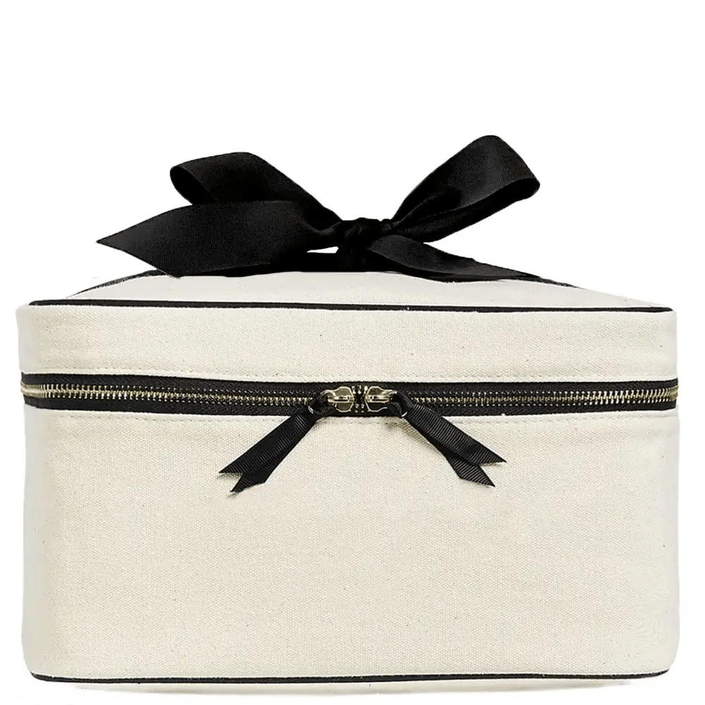 Large Beauty Box with Insert Organizer 'Vanity' – Cream by Bag-all, a Paris-designed personalized cotton travel case for stylish and functional organization.