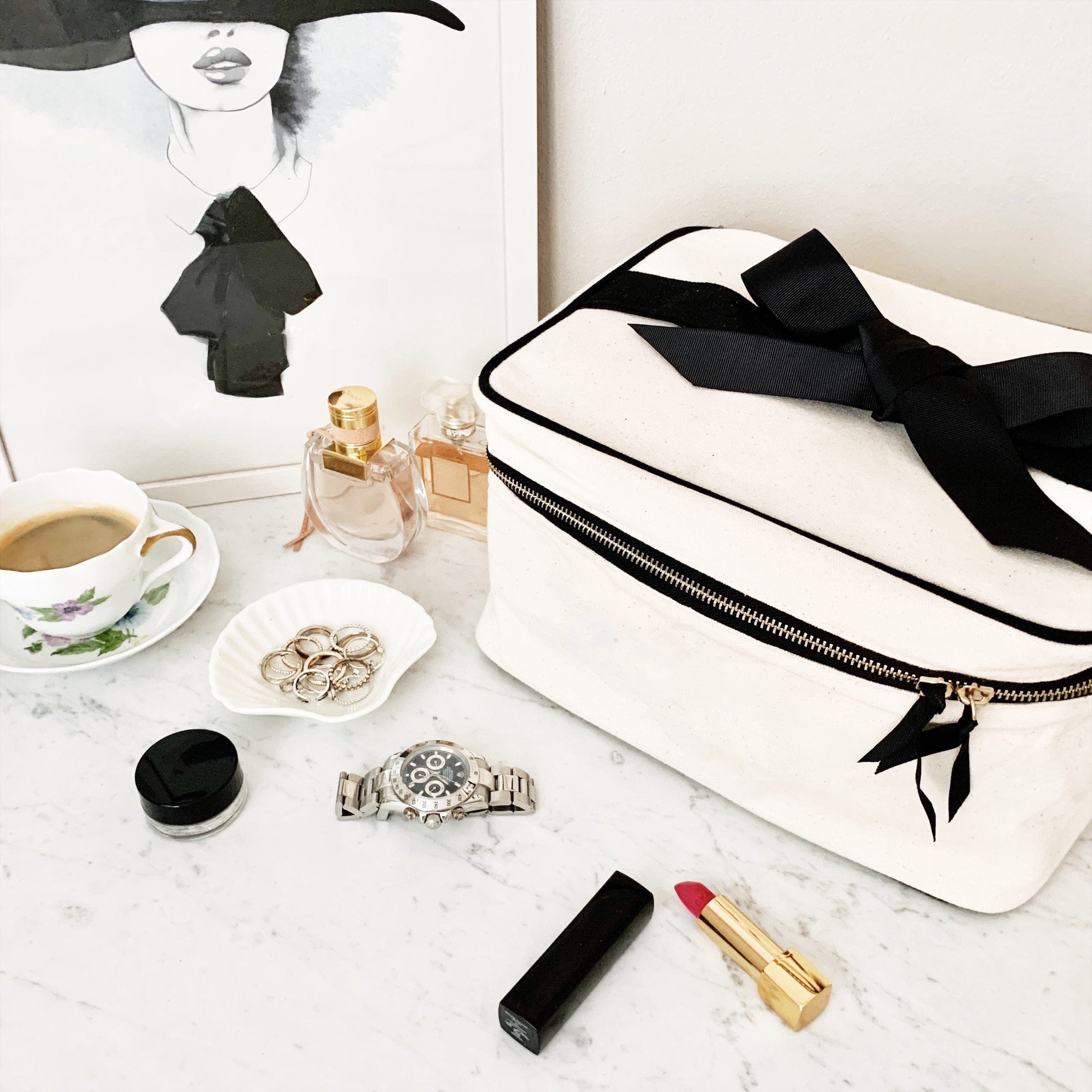 Large Beauty Box with Insert Organizer 'Vanity' – Cream