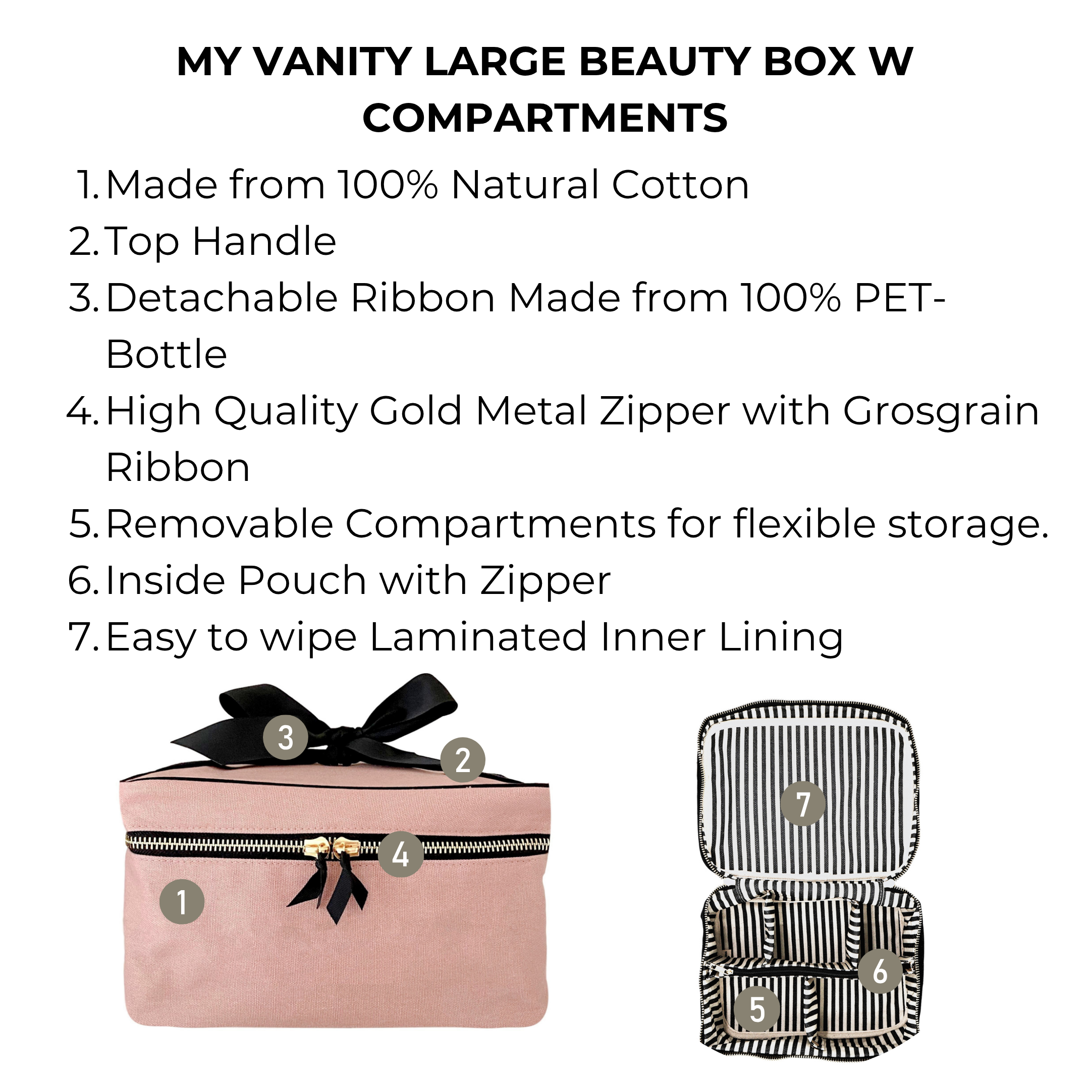 Große Beauty-Box mit Einsatz-Organizer „Vanity“ – Pink/Blush