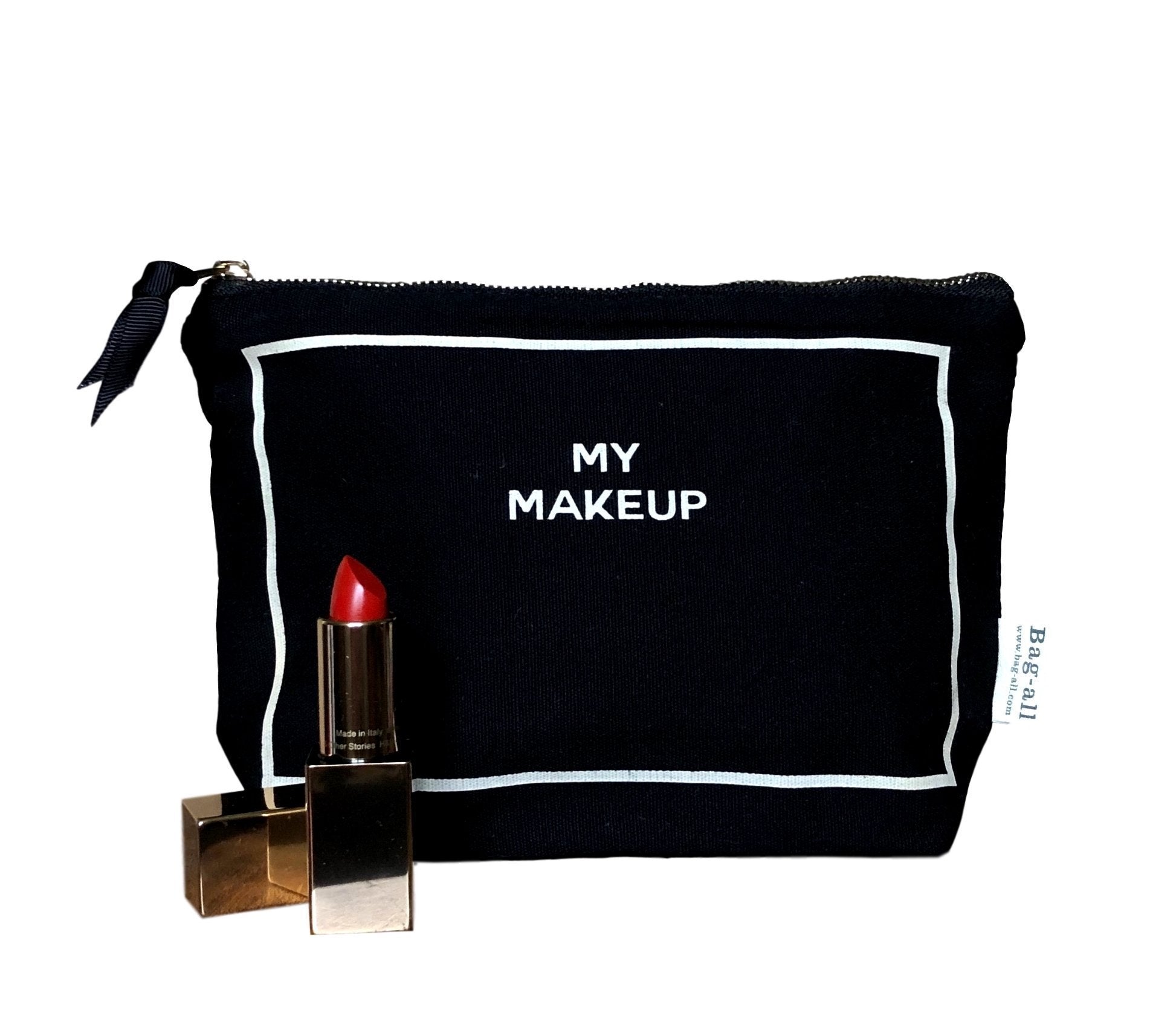Bag-all Deal Gift Set for Her featuring black cotton makeup case, lingerie case, and jewelry organizer with striped lining, perfect for luxury organization