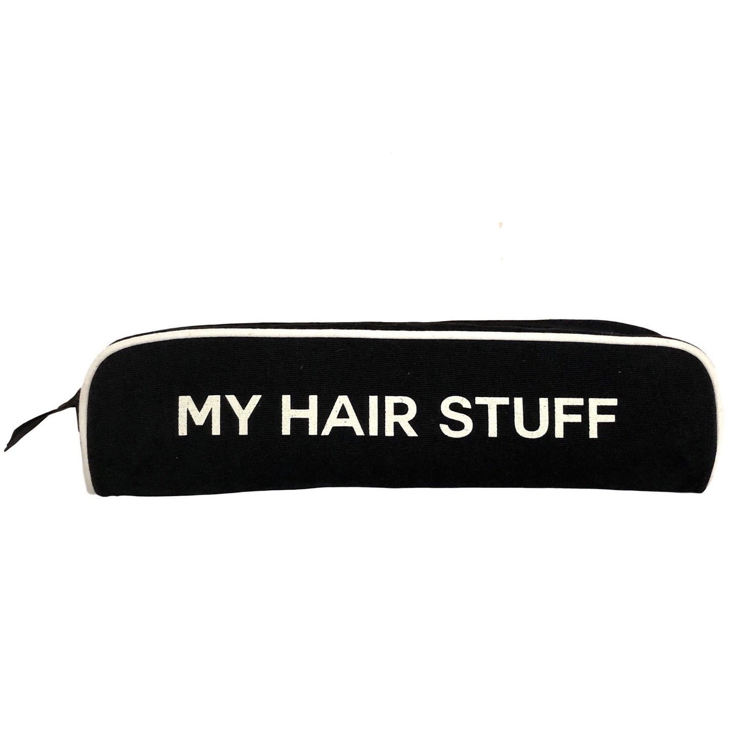 Bag-all My Hair Stuff black cotton travel case with white trim and text, part of Deal Gift Set 4-pack for travel and home organization