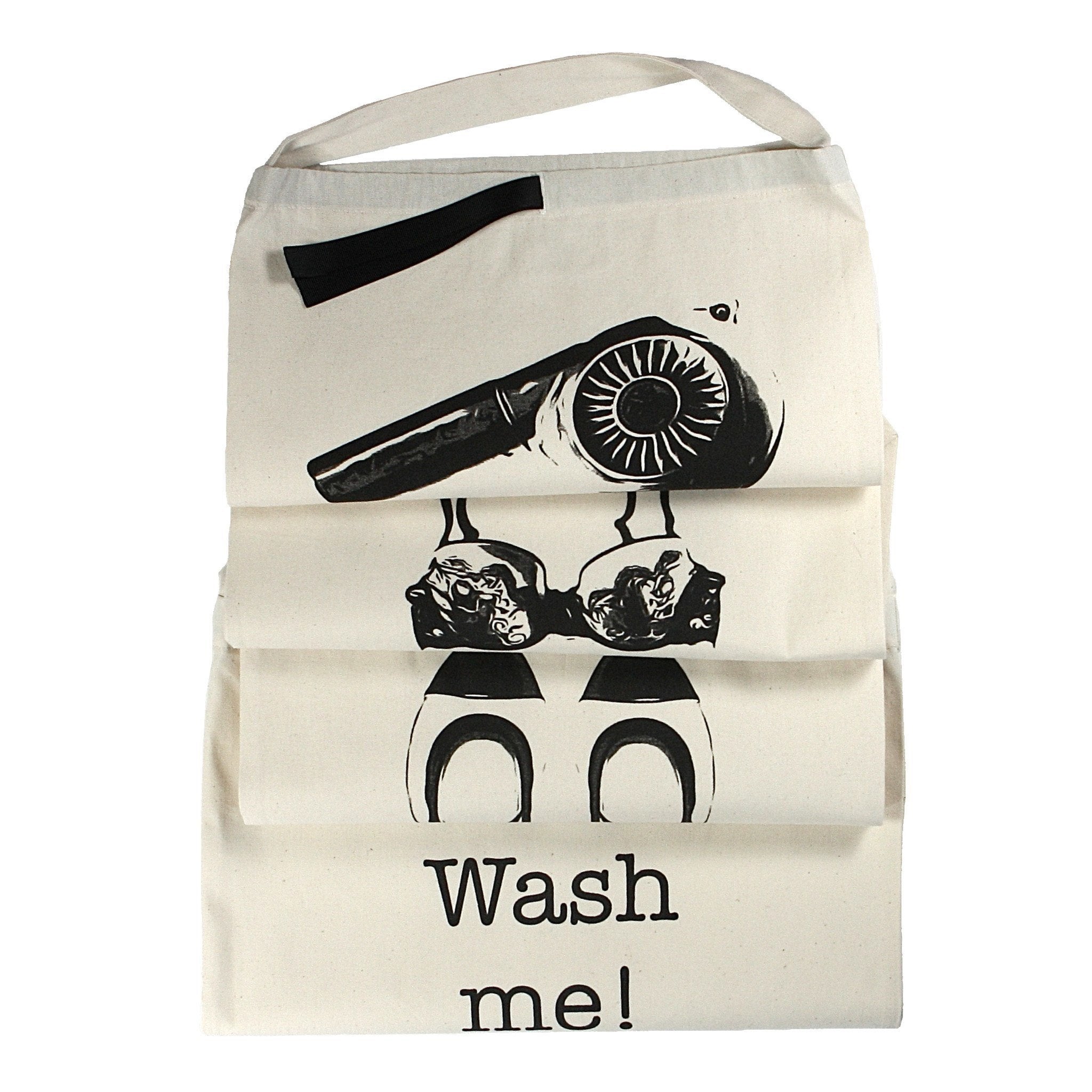 Bag-all Women's Travel Set 4-pack in cream featuring organized travel bags with cute black graphics, including laundry, hairdryer, lingerie, and shoe bags for stylish packing