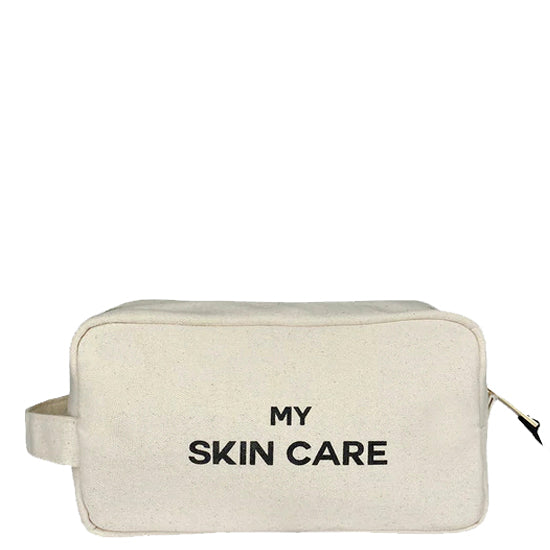 Bag-all My Skin Care organizing pouch in natural cotton canvas with waterproof lining, perfect for storing beauty products and daily skincare essentials