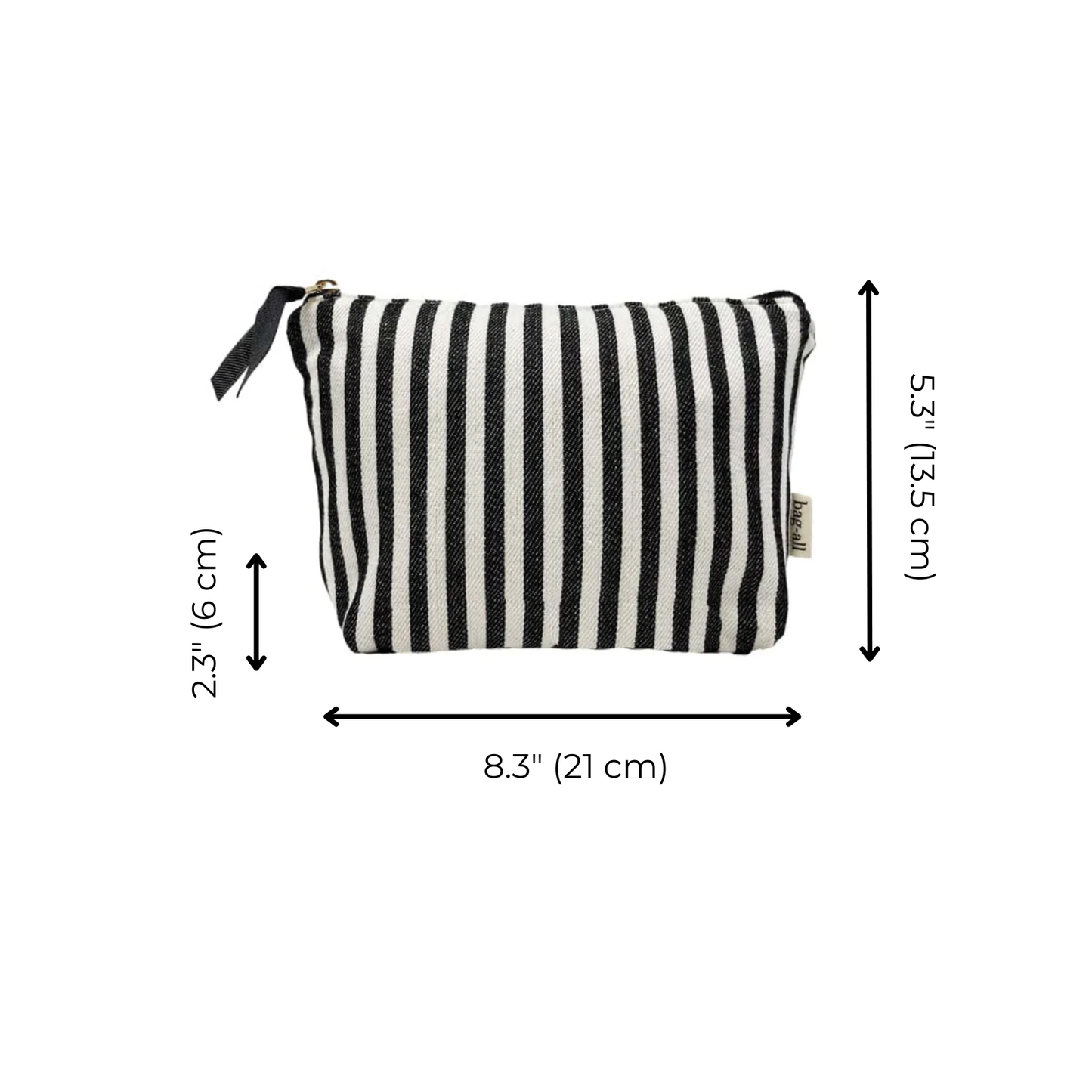 Striped Makeup Pouch, Coated Pink Lining | Bag-all